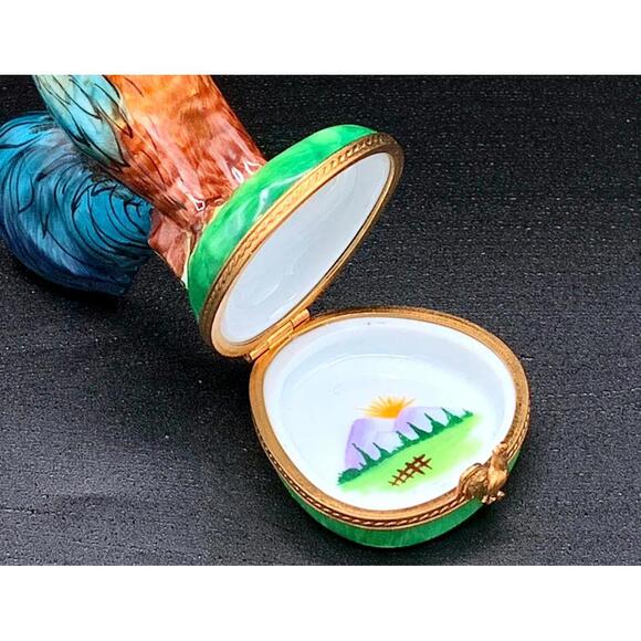 Authentic Large Limoges France Rooster Trinket Box Peint Main Ltd Ed 446/2500 - Picture 4 of 9